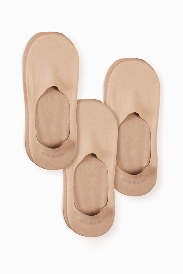 Essoc Inc Cotton No Show Socks 3-Pack - Almond Beige
