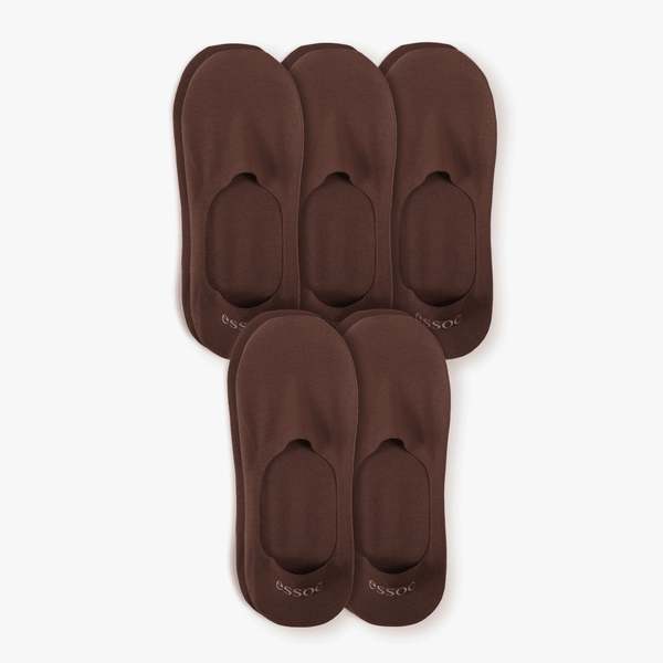 Essoc Inc Unisex Cotton No Show Socks 5-Pack - Espresso Brown Essoc Inc Unisex Cotton No Show Socks 5-Pack - Espresso Brown