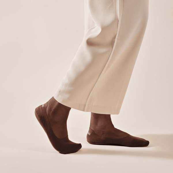 Essoc Inc Unisex Cotton No Show Socks 5-Pack - Espresso Brown