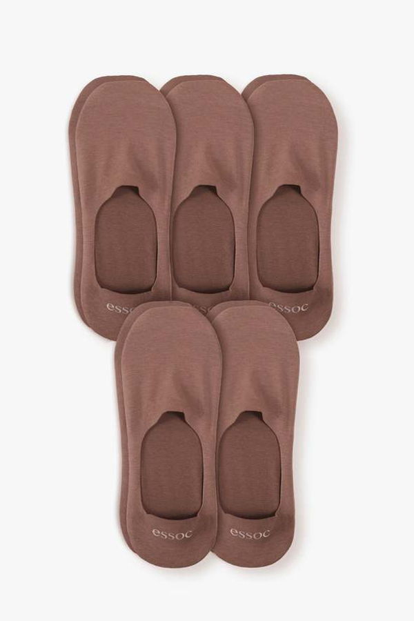 Essoc Inc Cotton No Show Socks 5-Pack - Toffee Tan