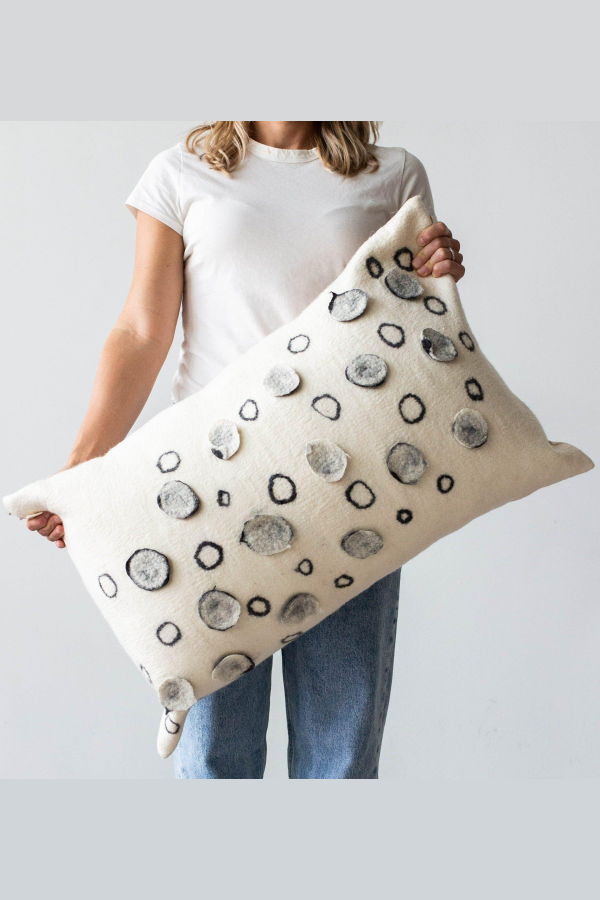 Kanju Interiors Waterlily Oversized Merino Wool Lumbar Throw Pillow