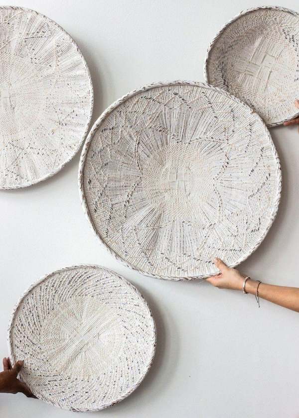 Kanju Interiors White Washed Handwoven Wall Basket