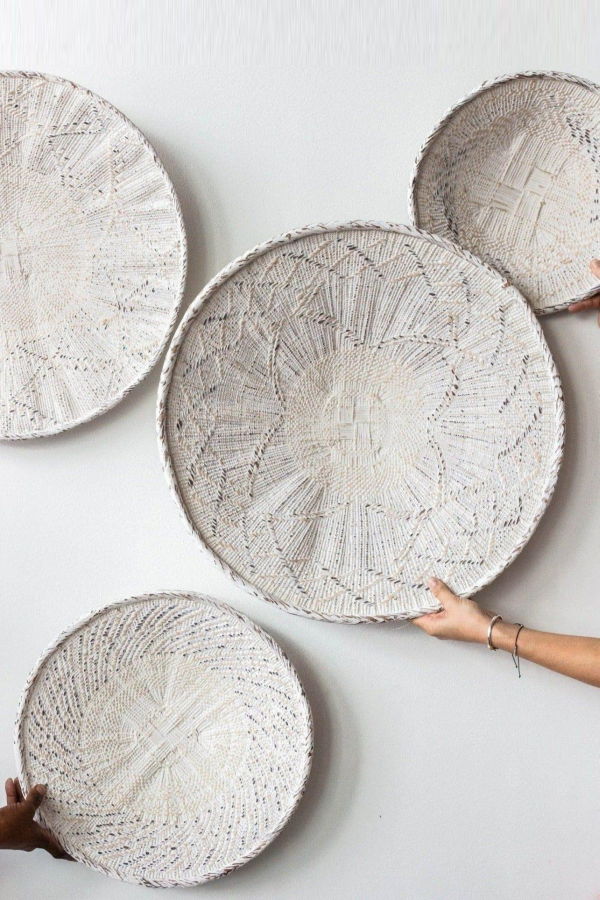 Kanju Interiors White Washed Handwoven Wall Basket