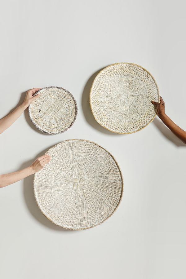 Kanju Interiors White Washed Handwoven Wall Basket