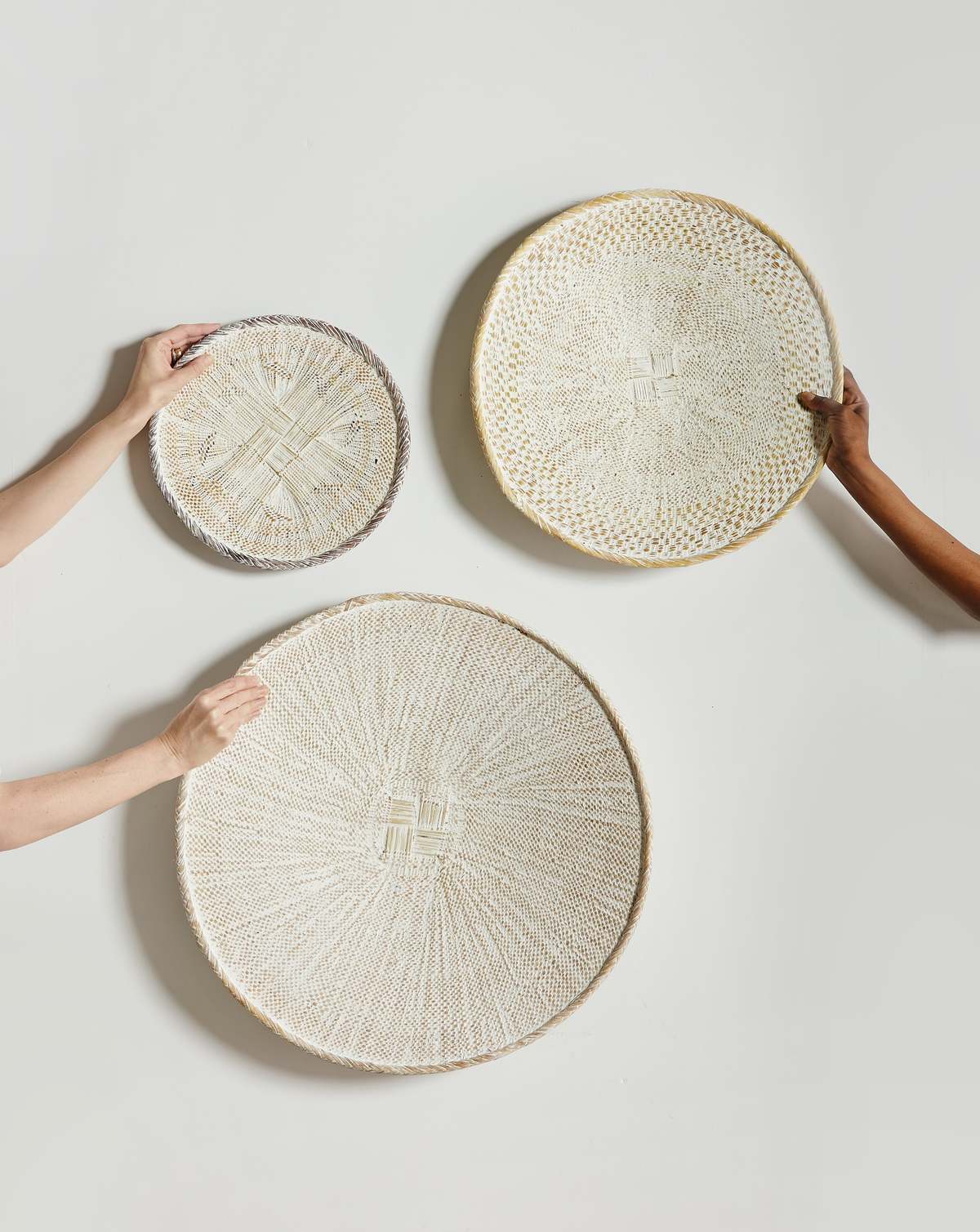 Kanju Interiors White Washed Handwoven Wall Basket - Image 2 of 9