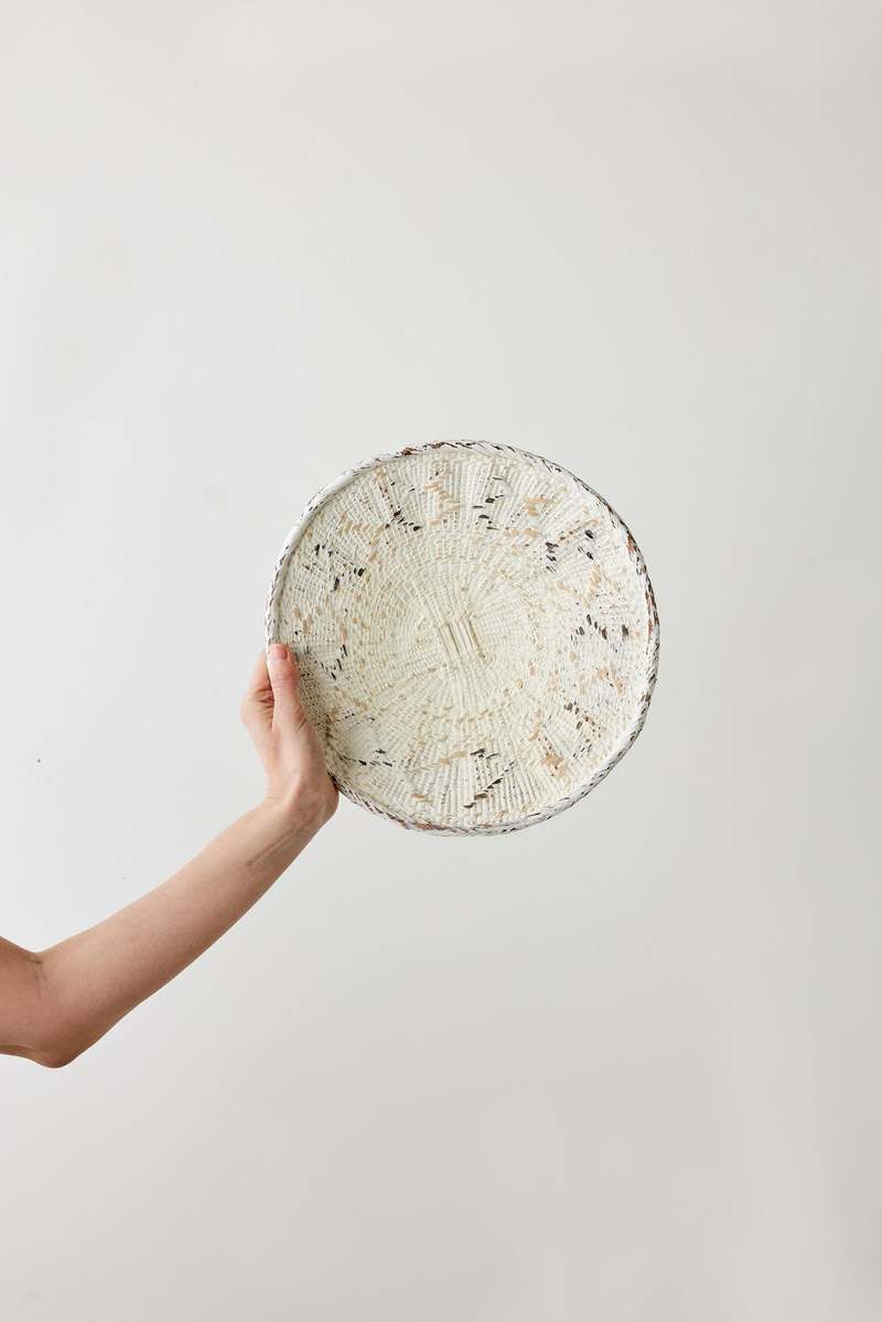 Kanju Interiors White Washed Handwoven Wall Basket