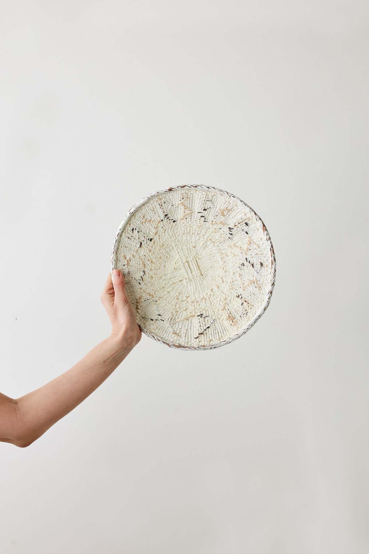 Kanju Interiors White Washed Handwoven Wall Basket - Image 3 of 9