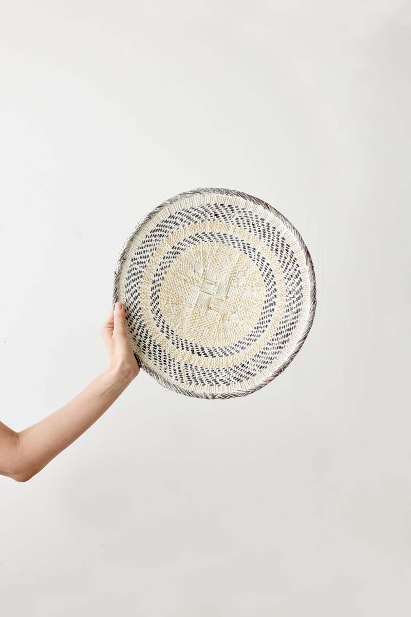 Kanju Interiors White Washed Handwoven Wall Basket