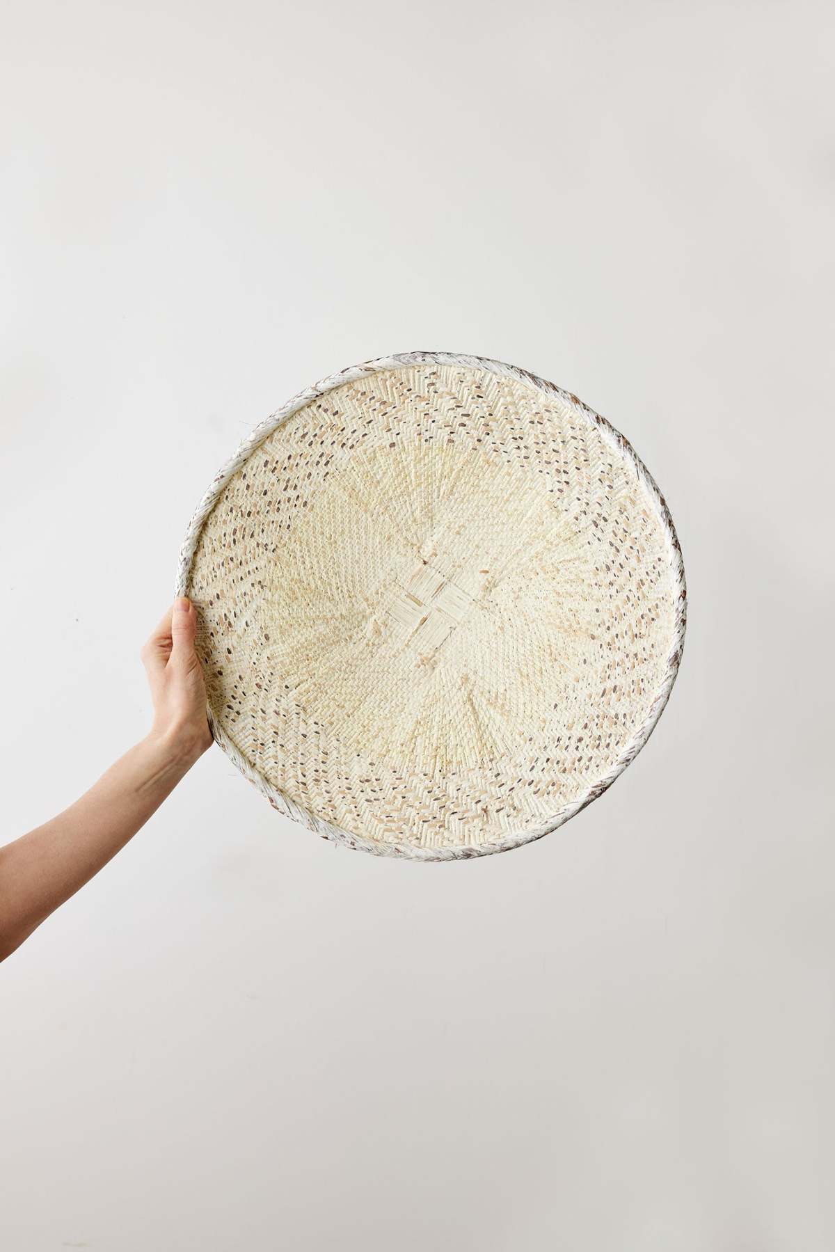 Kanju Interiors White Washed Handwoven Wall Basket - Image 5 of 9