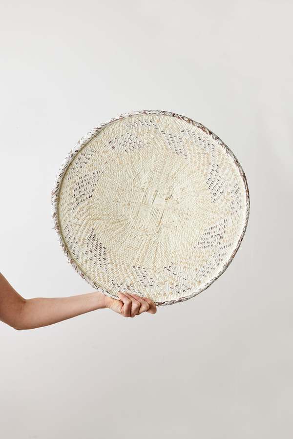 Kanju Interiors White Washed Handwoven Wall Basket