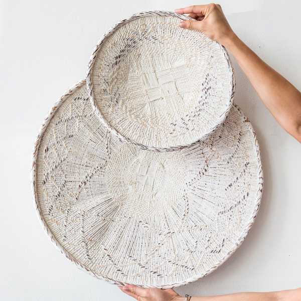Kanju Interiors White Washed Handwoven Wall Basket