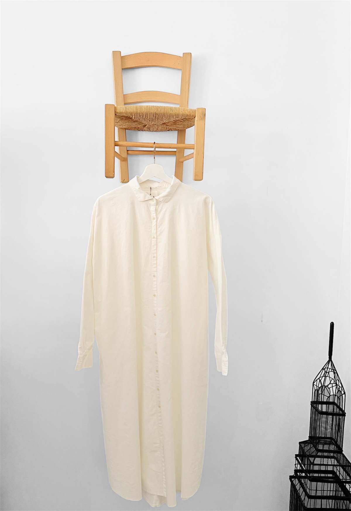 Album di Famiglia Velvet Long Shirt Dress - White - Image 1 of 1