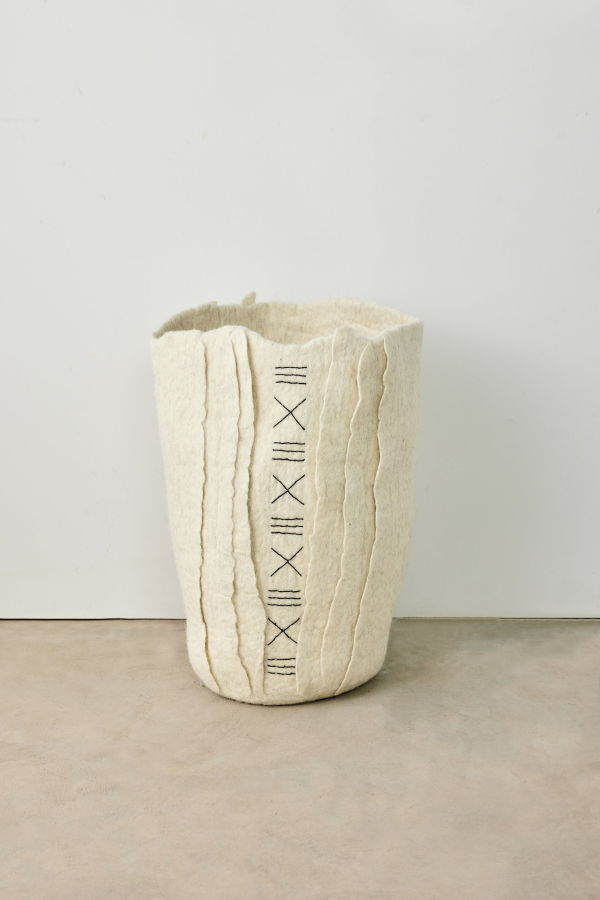 Kanju Interiors Zulu Hand-Felted Ivory Wool Floor Vase