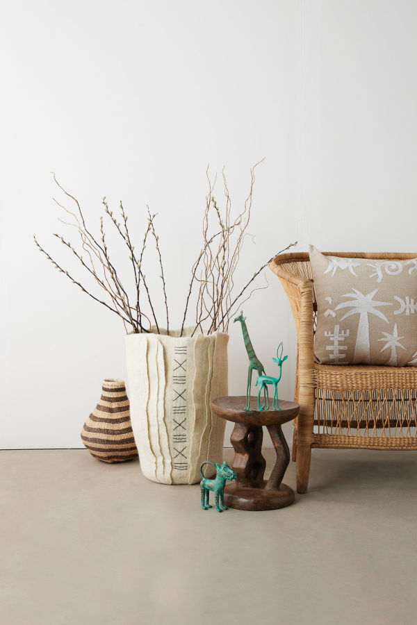 Kanju Interiors Zulu Hand-Felted Ivory Wool Floor Vase