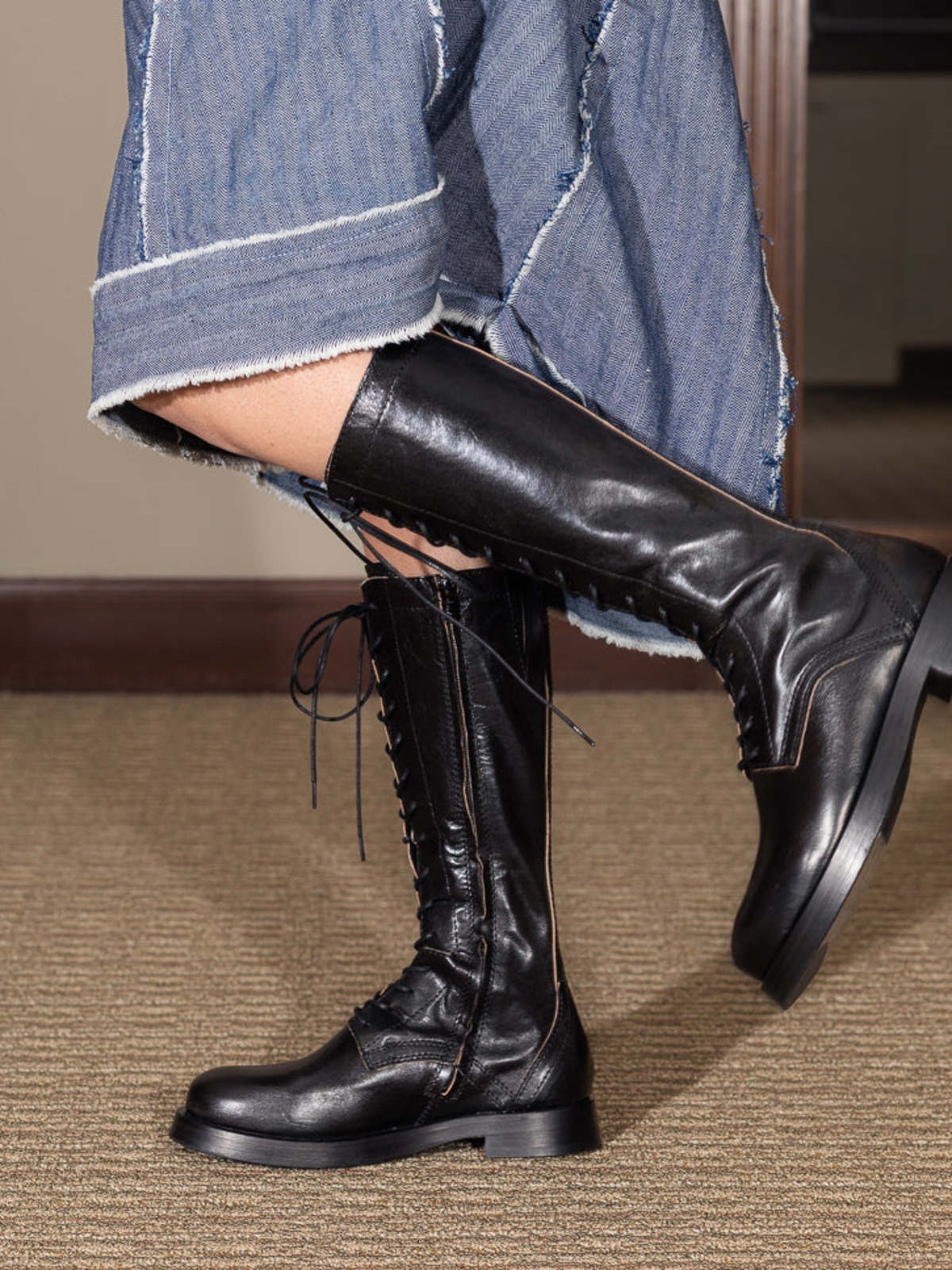 Miista Mera Cord Lace Tall Boots - Black - Image 1 of 7