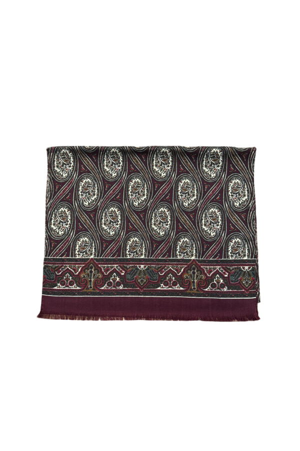 Fresh Fine Wool Scarf in Bordeaux Paisley Scarf