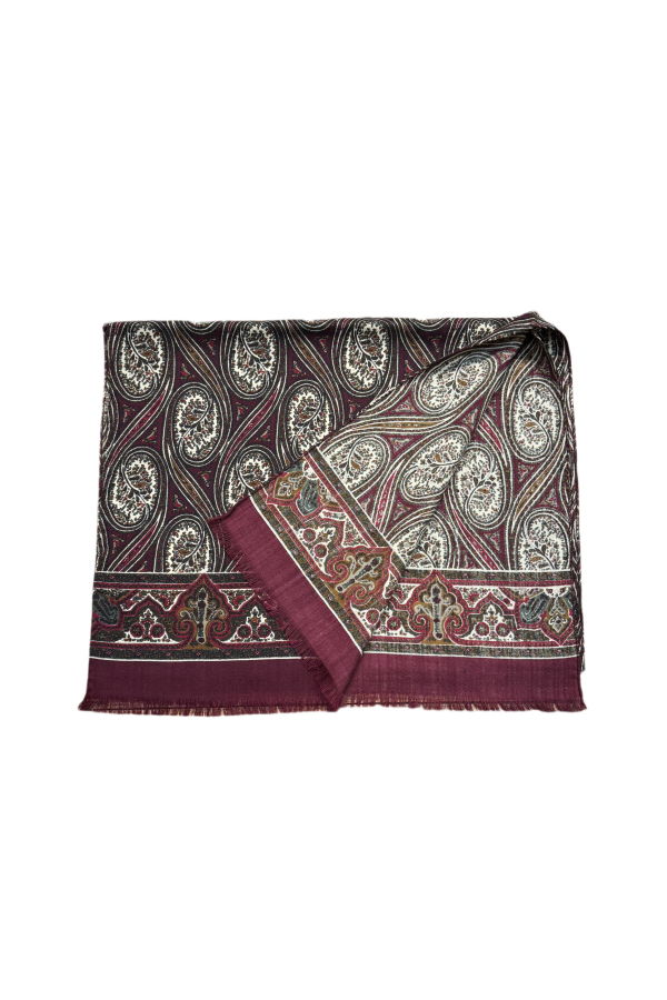 Fresh Fine Wool Scarf in Bordeaux Paisley Scarf