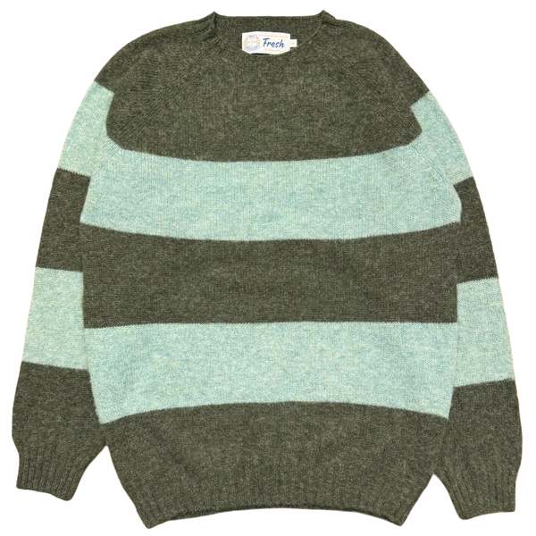 Fresh Sean Shaggy Shetland Wool Striped Sweater