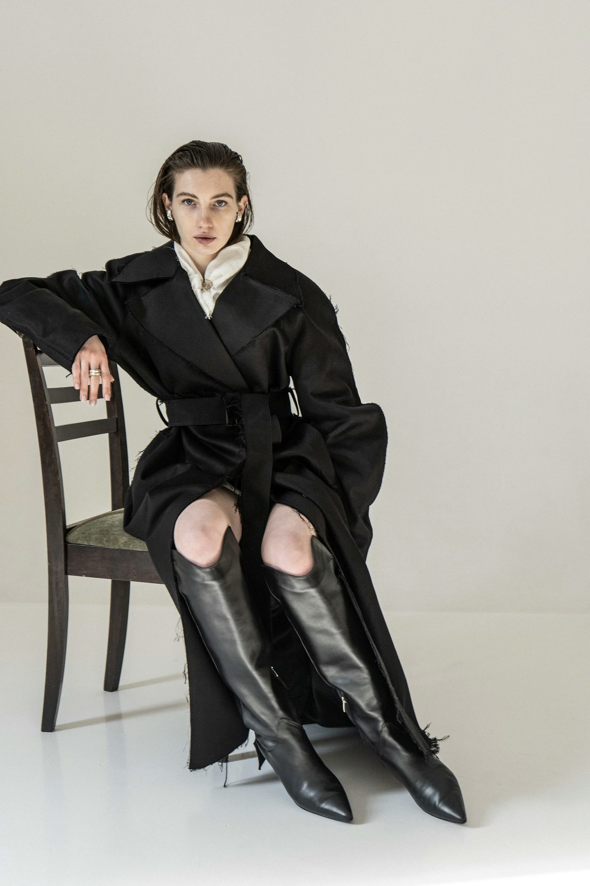 K M by L A N G E Heavy Weight Cotton Trench Coat - Blackout - Image 1 of 13