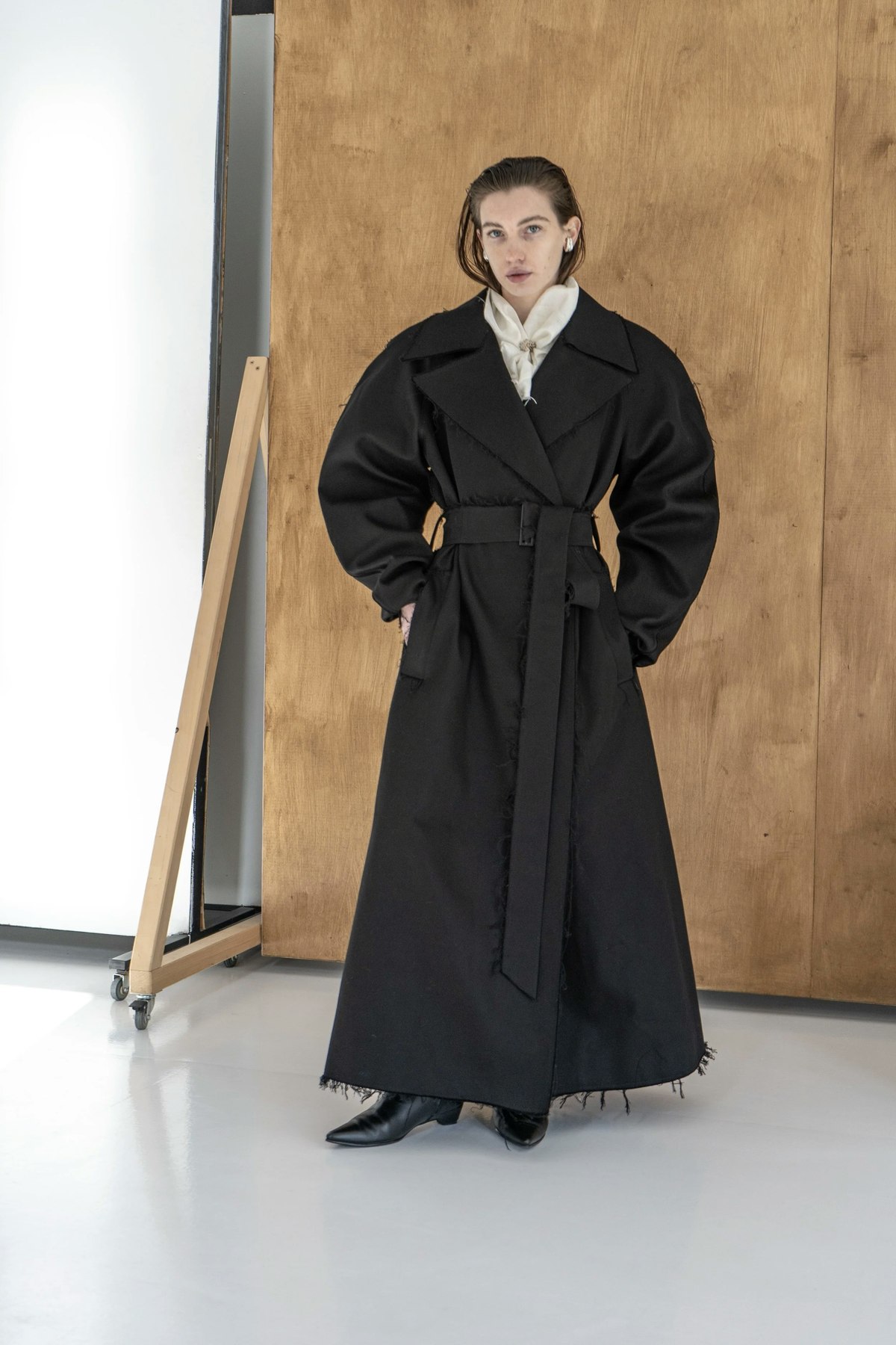 K M by L A N G E Heavy Weight Cotton Trench Coat - Blackout - Image 2 of 13