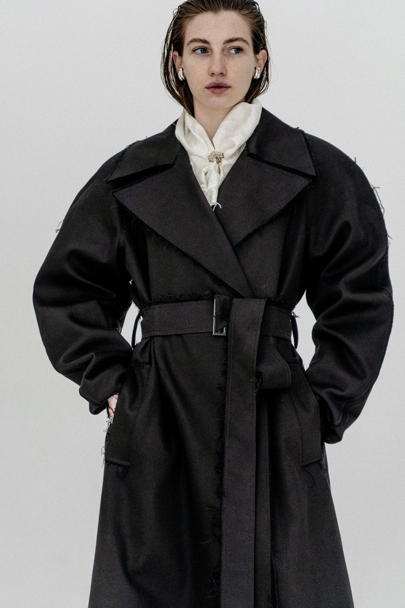 K M by L A N G E Heavy Weight Cotton Trench Coat - Blackout