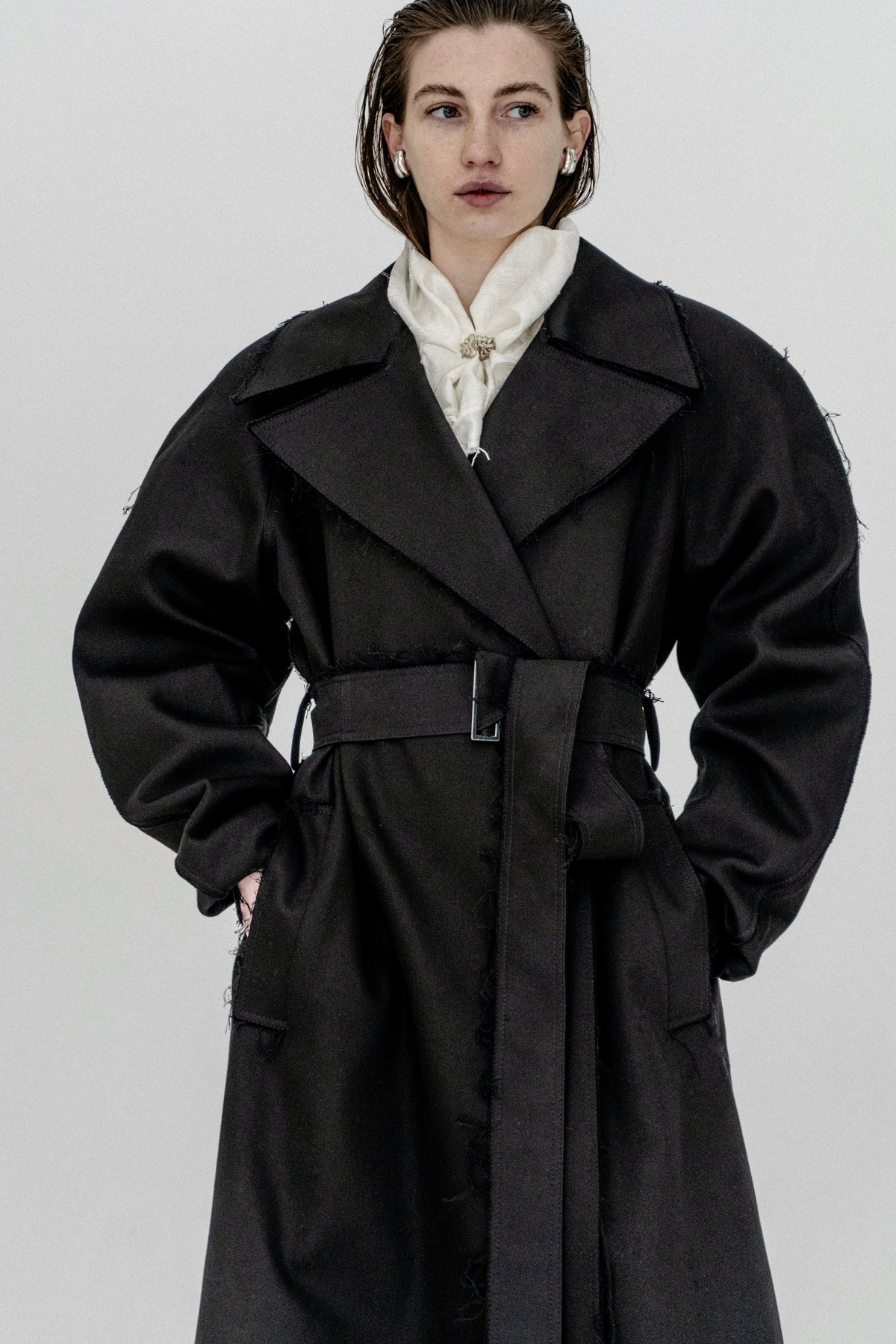 K M by L A N G E Heavy Weight Cotton Trench Coat - Blackout - Image 3 of 13