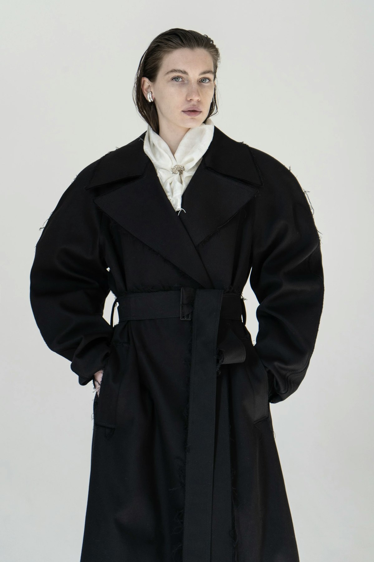 K M by L A N G E Heavy Weight Cotton Trench Coat - Blackout - Image 5 of 13