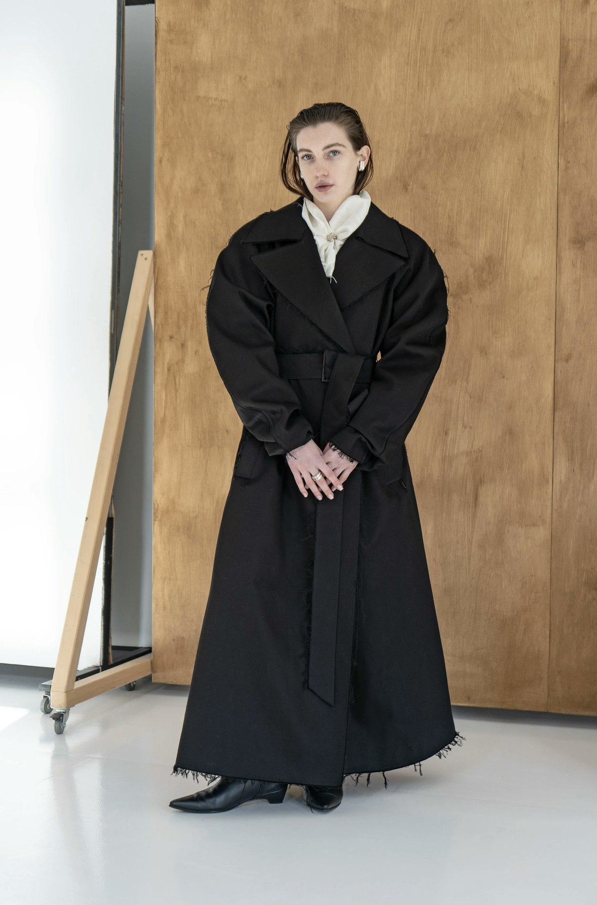 K M by L A N G E Heavy Weight Cotton Trench Coat - Blackout - Image 6 of 13