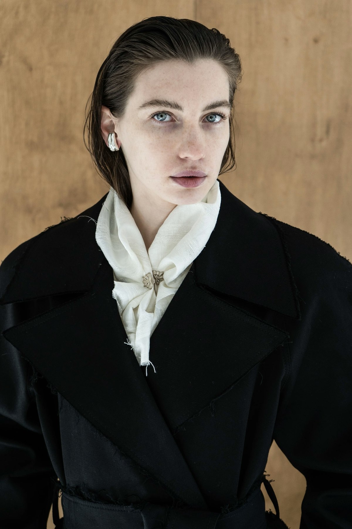 K M by L A N G E Heavy Weight Cotton Trench Coat - Blackout - Image 8 of 13