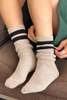 Le Bon Shoppe Varsity Snow Socks - Beige/Black - Thumbnail 1