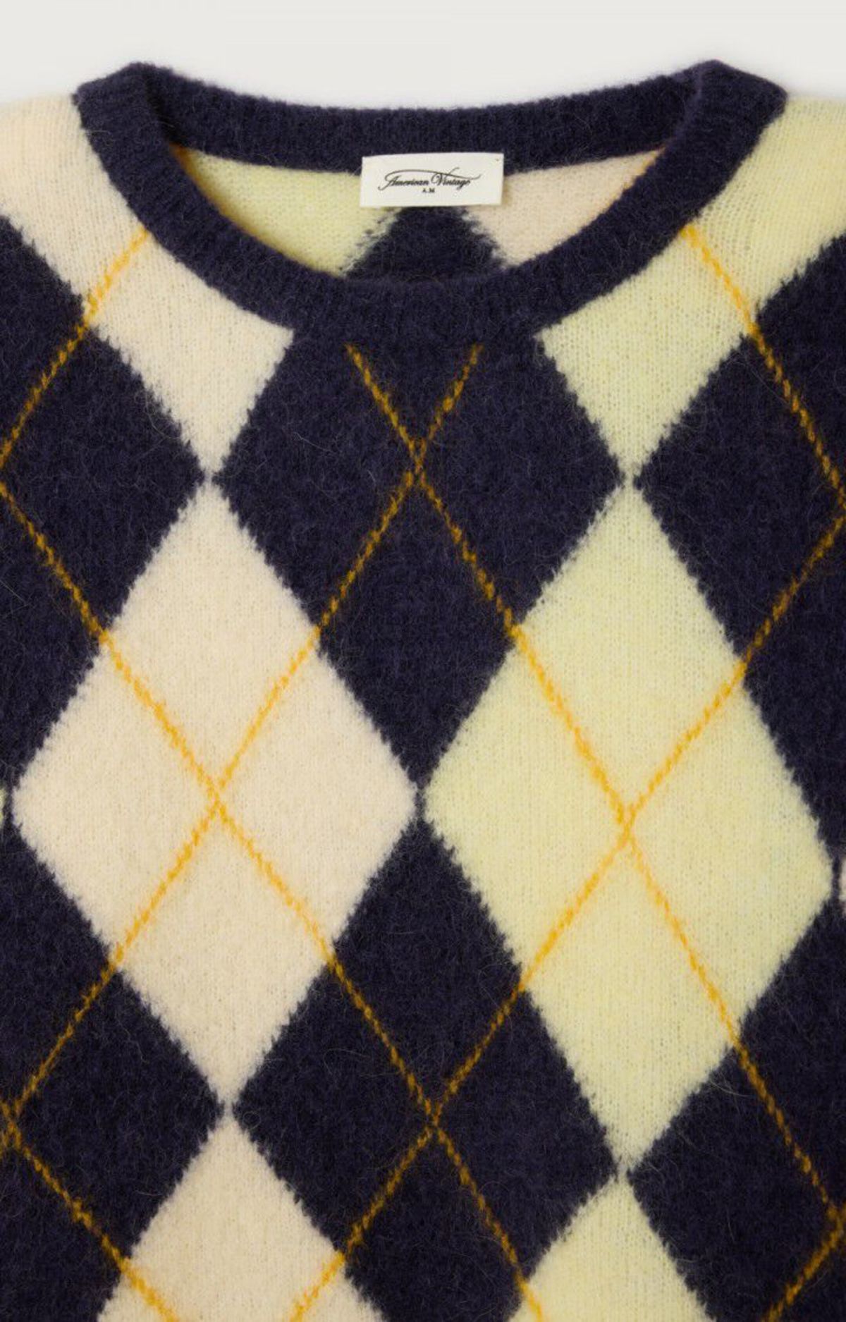 American Vintage Vito Sweater - Navy Argyle - Image 8 of 8