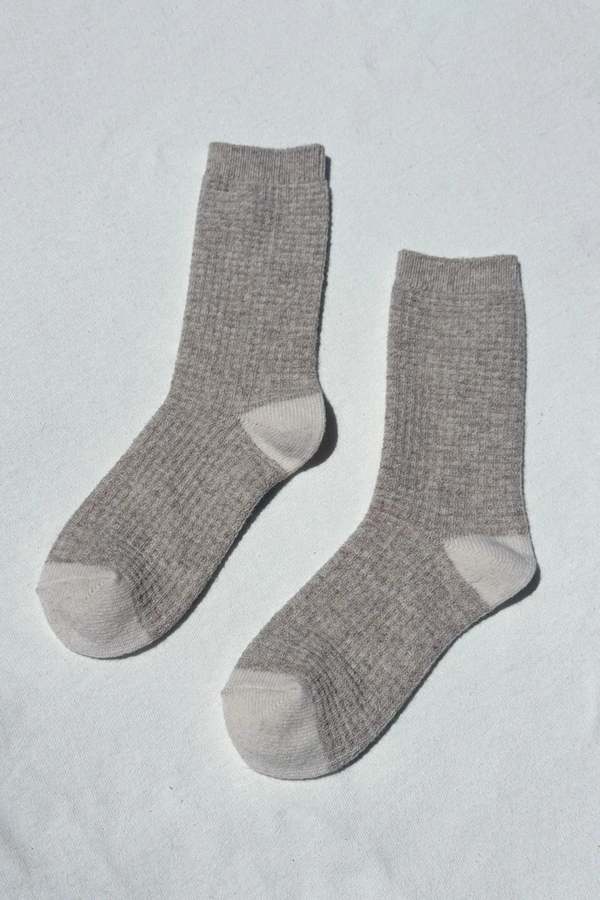 Le Bon Shoppe Wool Waffled Socks - Stone/Cream