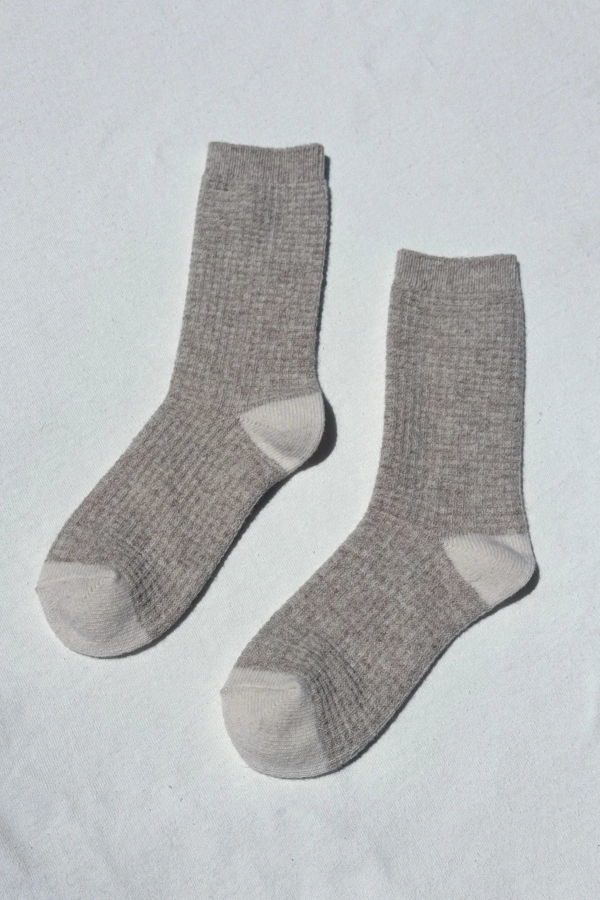 Le Bon Shoppe Wool Waffled Socks - Stone/Cream