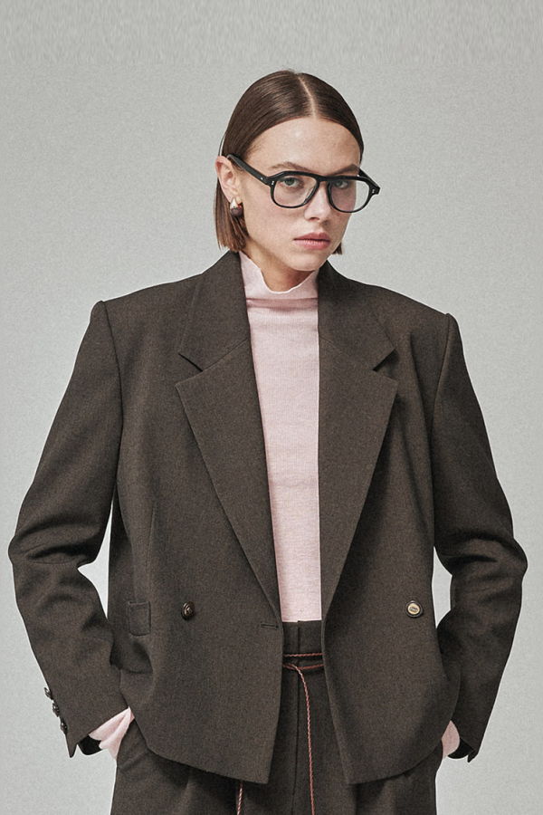 MAISON DE INES Tailored Classic Double Blazer - Espresso Brown