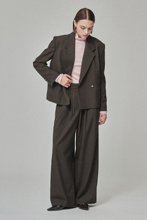 MAISON DE INES Tailored Classic Double Blazer - Espresso Brown