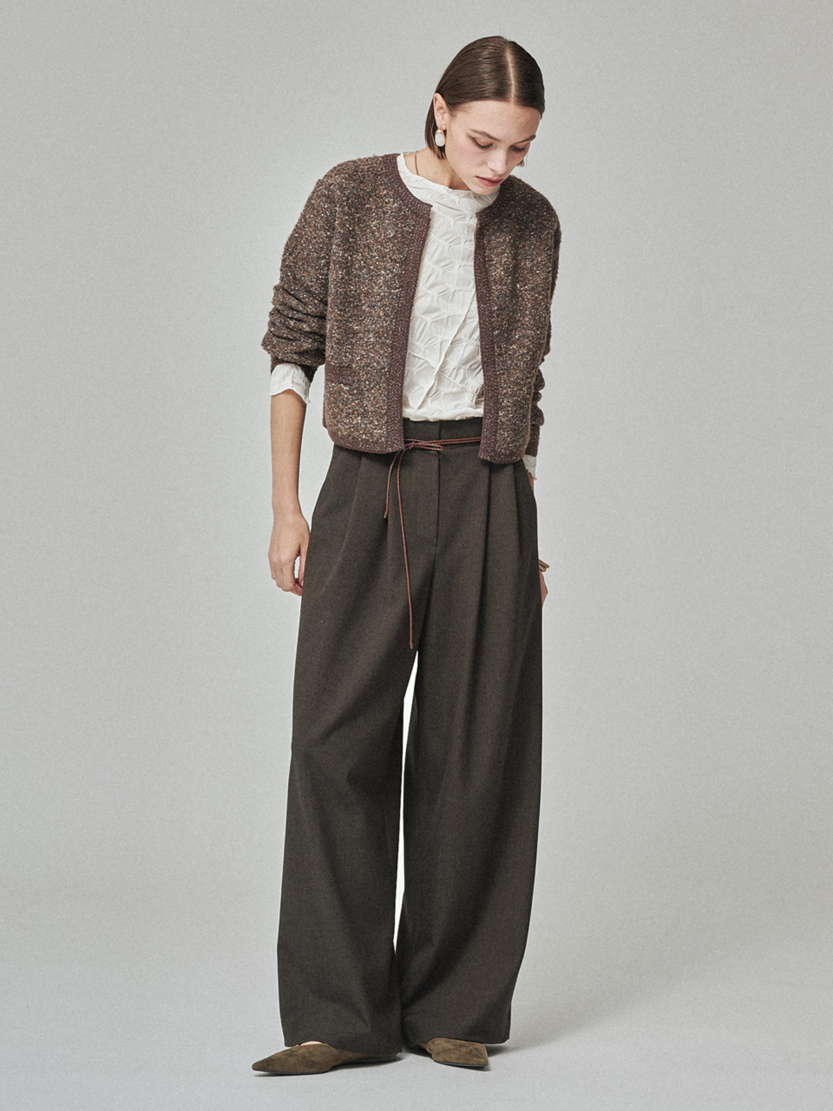 Maison De Ines Tailored Wide Trousers - Espresso Brown - Image 1 of 6