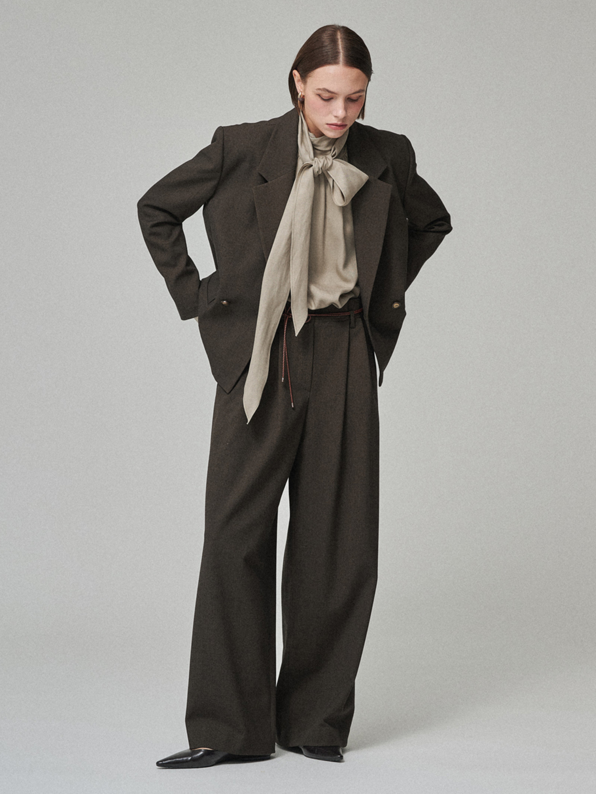 Maison De Ines Tailored Wide Trousers - Espresso Brown - Image 4 of 6