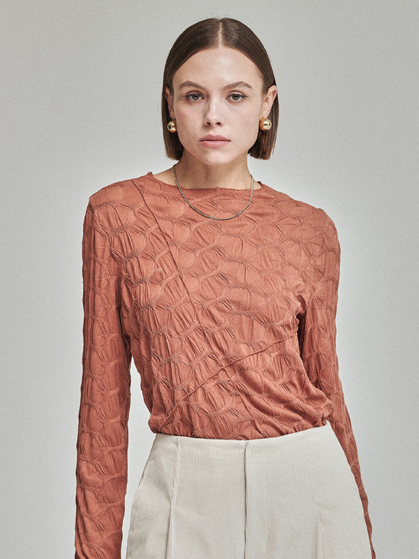 MAISON DE INES ARCHIVE PLEATS INNER TOP - TERRACOTTA