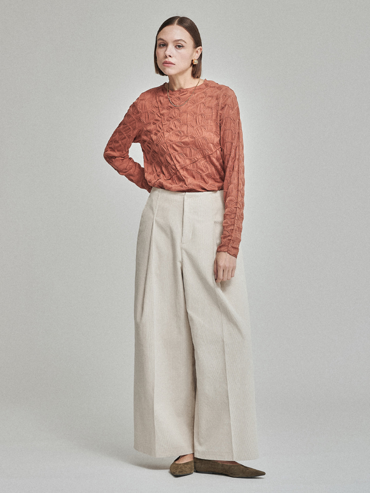 MAISON DE INES ARCHIVE PLEATS INNER TOP - TERRACOTTA - Image 3 of 6