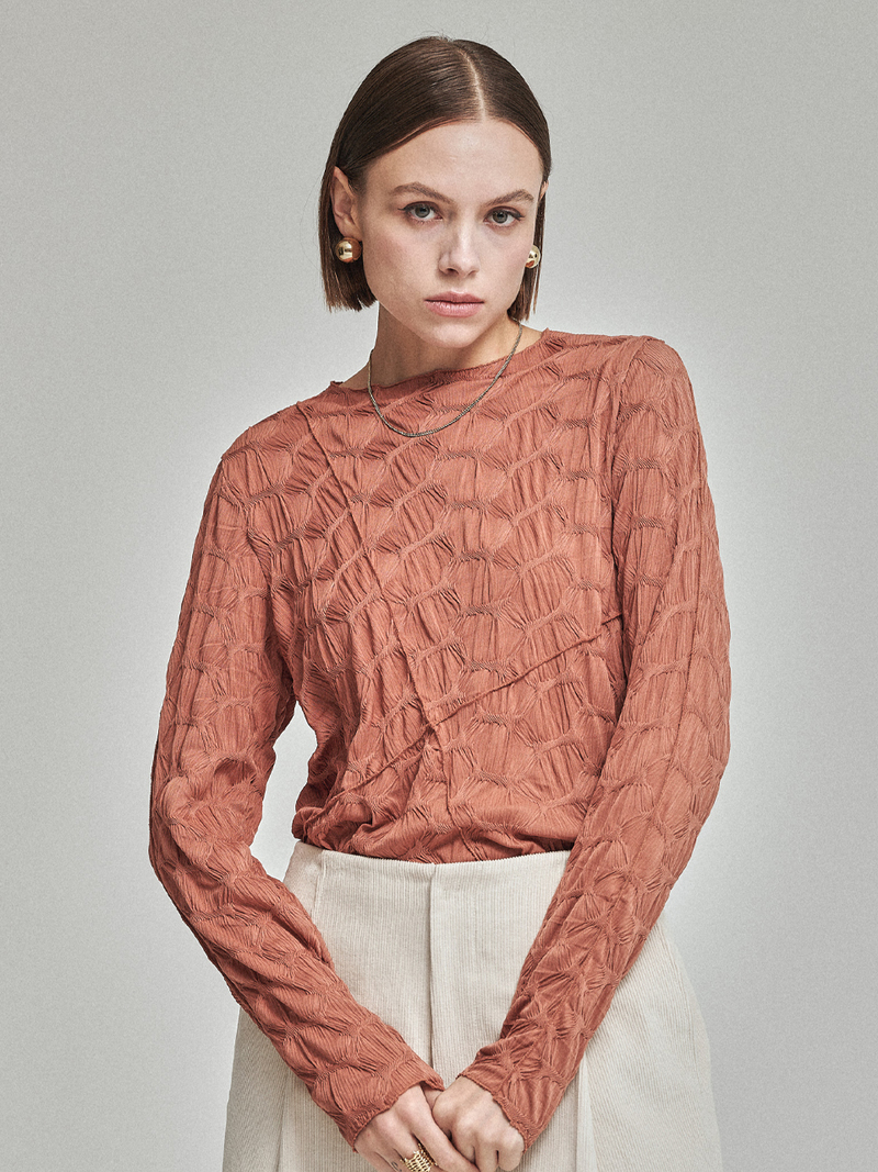MAISON DE INES ARCHIVE PLEATS INNER TOP - TERRACOTTA