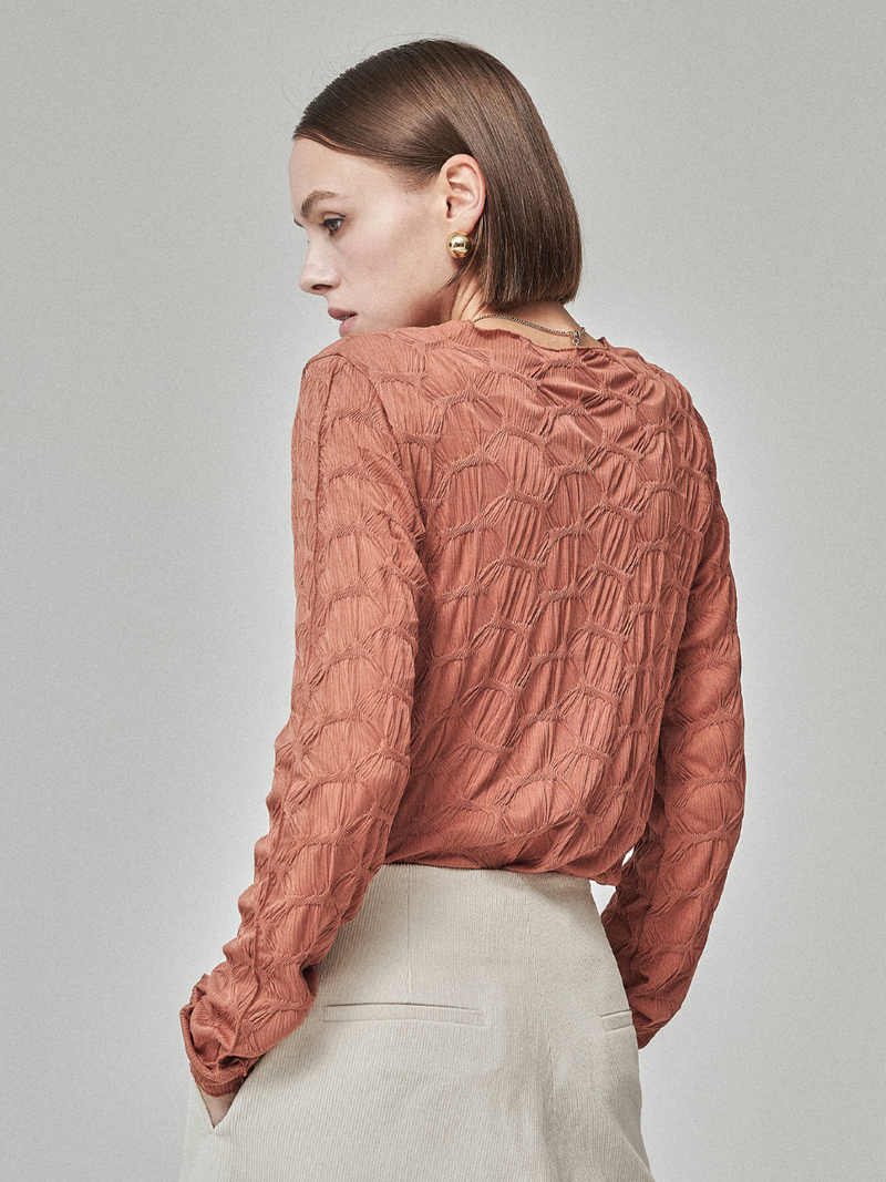 MAISON DE INES ARCHIVE PLEATS INNER TOP - TERRACOTTA