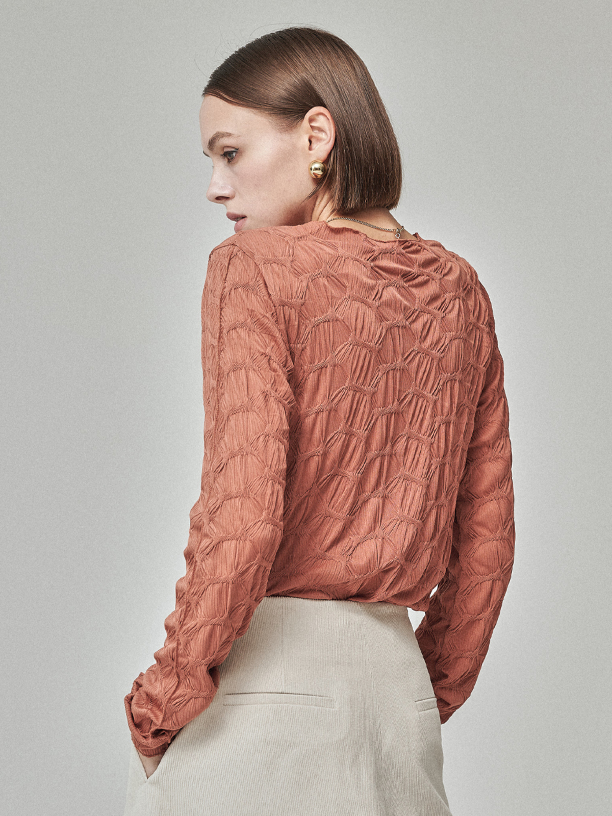 MAISON DE INES ARCHIVE PLEATS INNER TOP - TERRACOTTA - Image 5 of 6