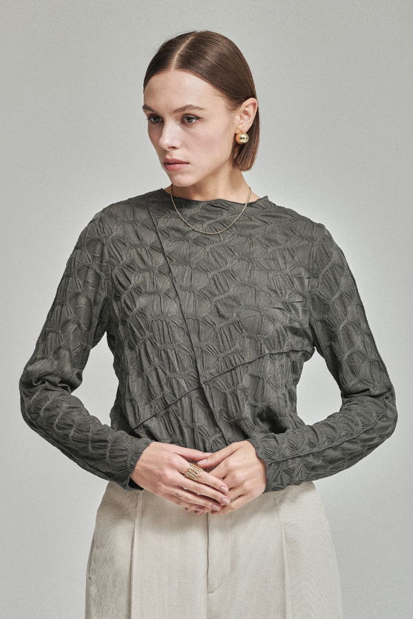 MAISON DE INES ARCHIVE PLEATS INNER TOP - Deep Charcoal