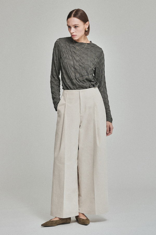 MAISON DE INES ARCHIVE PLEATS INNER TOP - Deep Charcoal