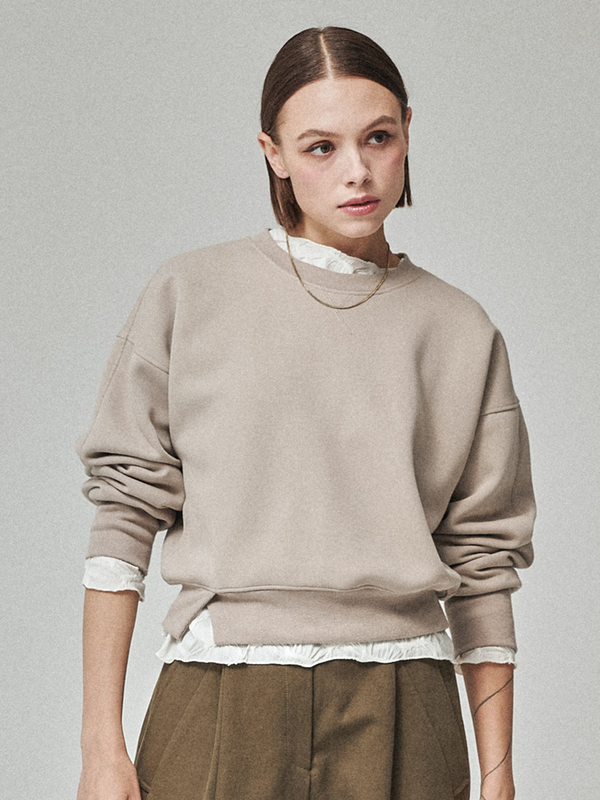 Maison De Ines Neoprene Crop Sweatshirt - Sage Beige