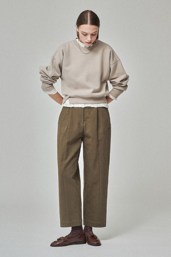 Maison De Ines Neoprene Crop Sweatshirt - Sage Beige