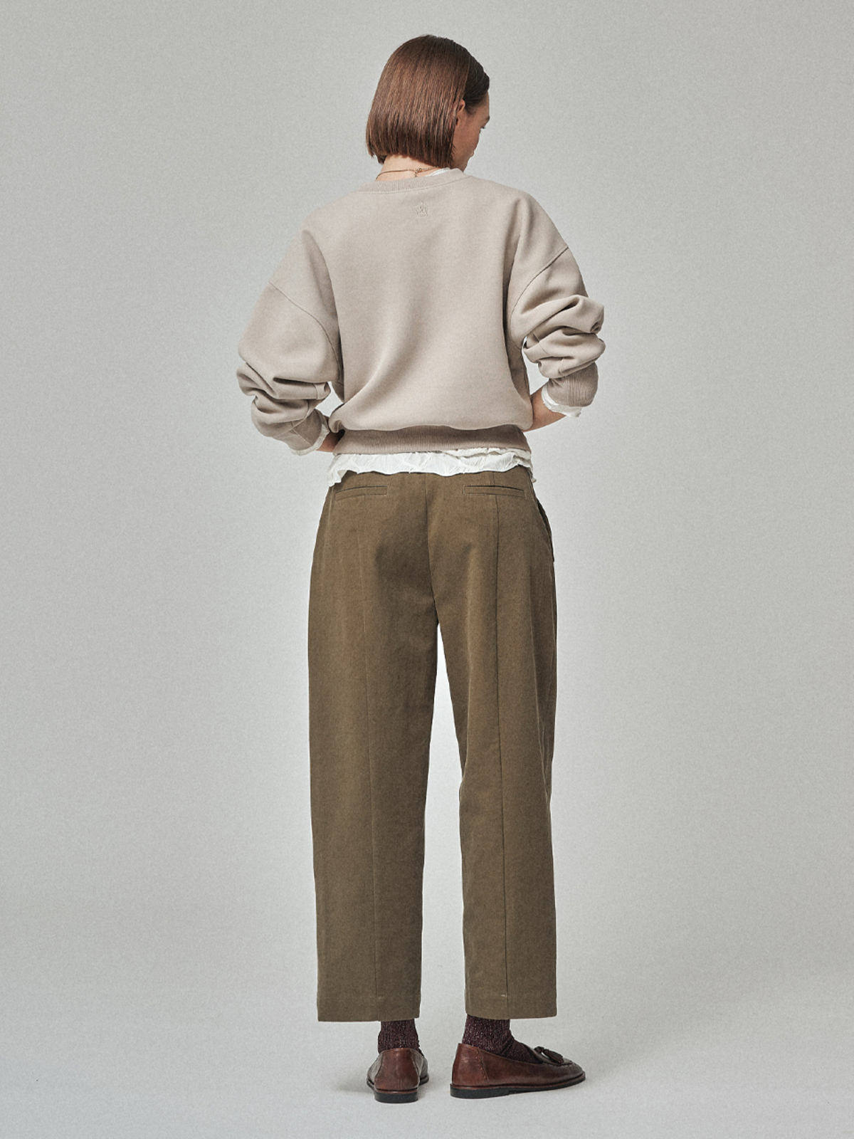 Maison De Ines Neoprene Crop Sweatshirt - Sage Beige - Image 6 of 6