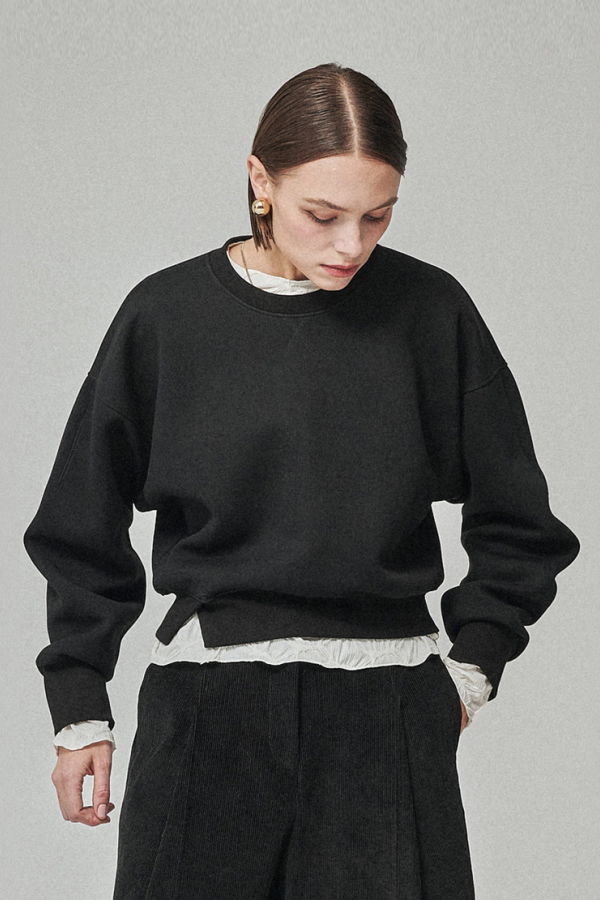 Maison De Ines Neoprene Crop Sweatshirt - Jet Black