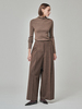 MAISON DE INES Wool Stripe Wide Trousers - Mocha Brown - Thumbnail 5