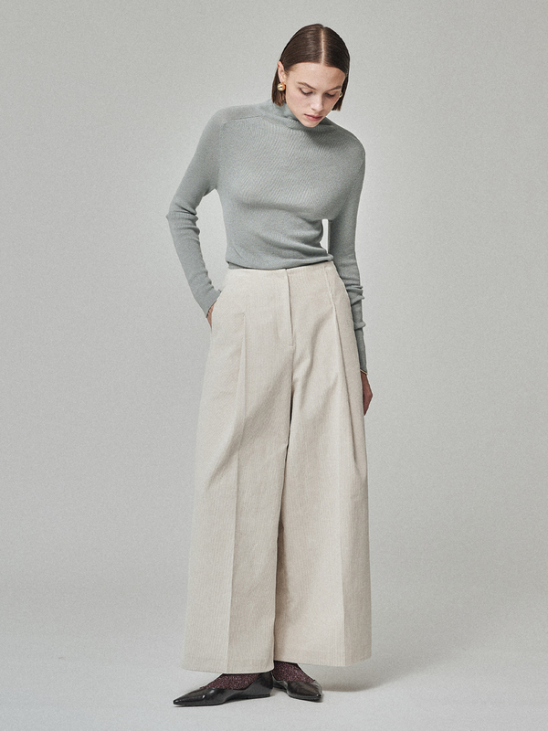 Maison De Ines Corduroy Wide Trousers - Milk Ivory